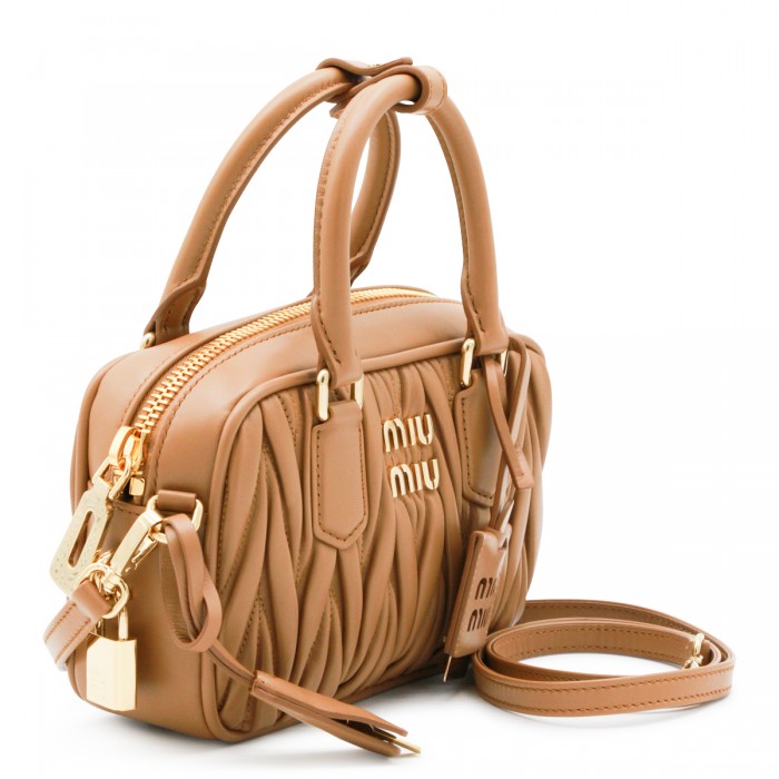 CARAMEL LEATHER TOP HANDLE BAG 2