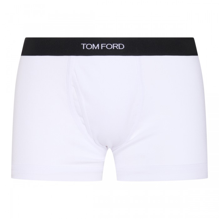 WHITE COTTON BLEND BOXER