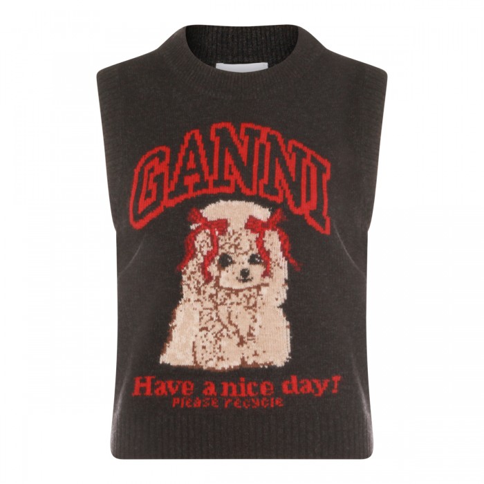 BLACK SAND WOOL BLEND KNITWEAR