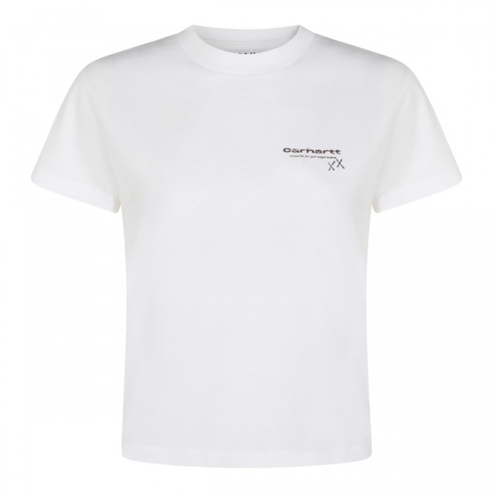 WHITE COTTON GARBLE T-SHIRT