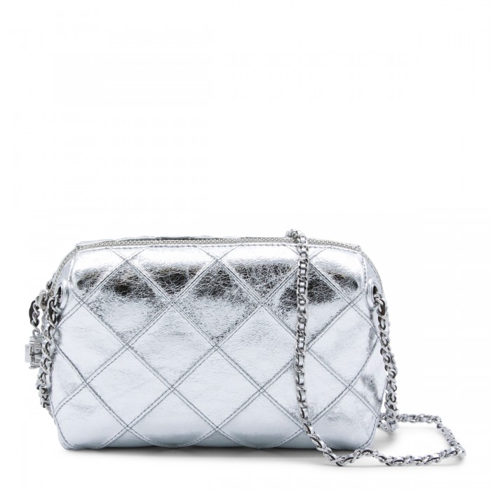 SILVER LEATHER CROSSBODY BAG