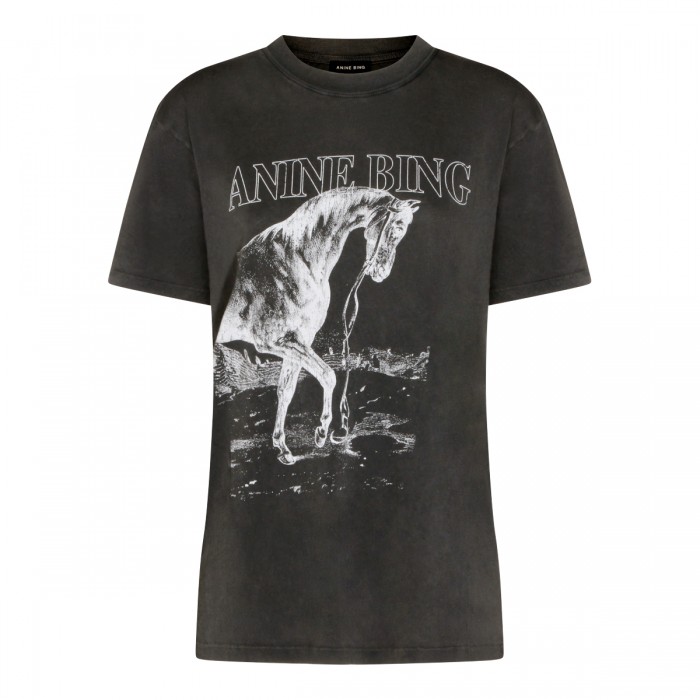 BLACK COTTON LILI TEE HORSE...