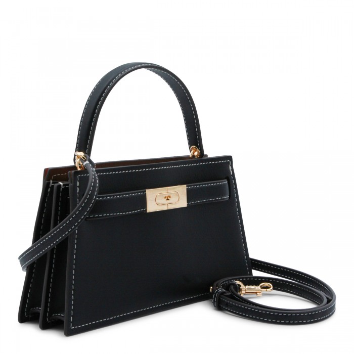 BLACK LEATHER TOP HANDLE BAG 2