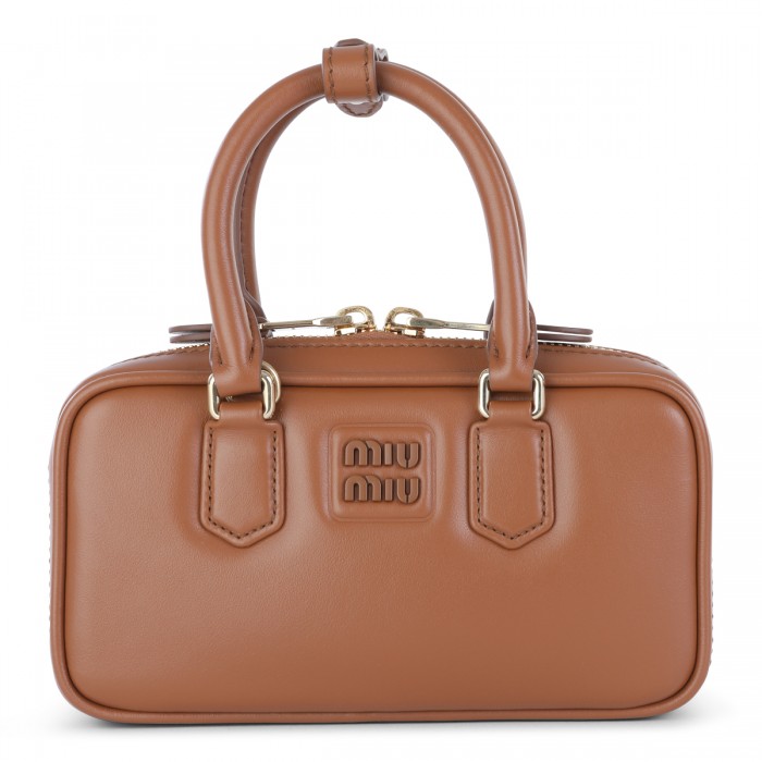 COGNAC LEATHER TOP HANDLE BAG