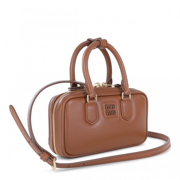 COGNAC LEATHER TOP HANDLE BAG 2