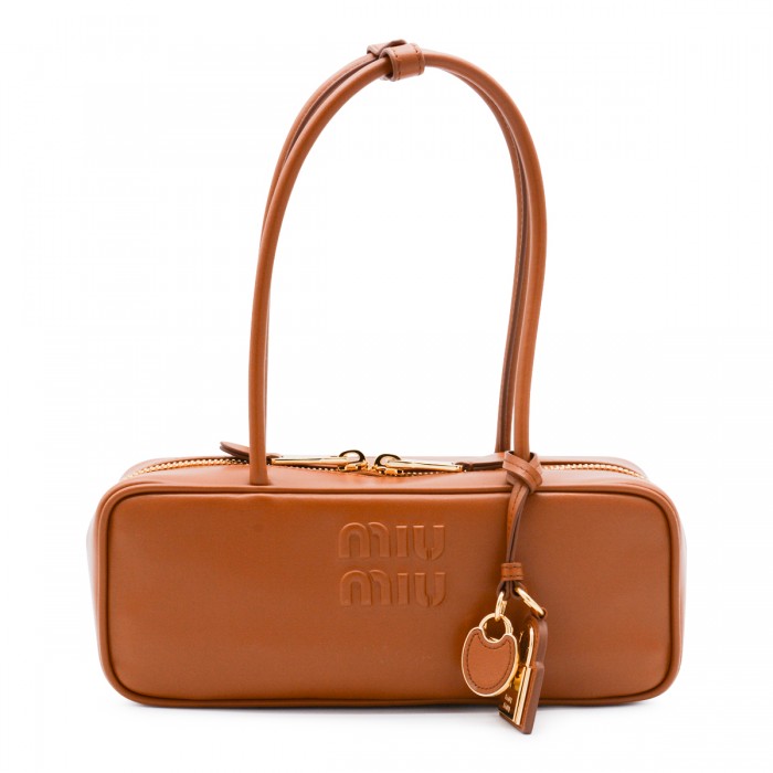 COGNAC LEATHER TOP HANDLE BAG