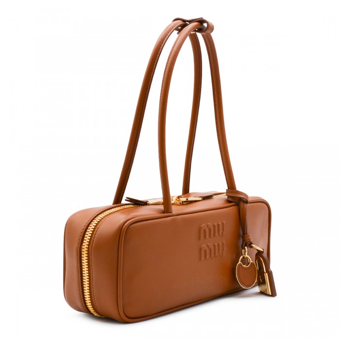 COGNAC LEATHER TOP HANDLE BAG 2