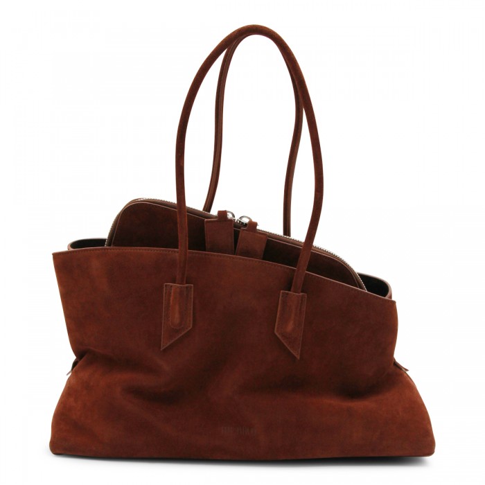 BROWN LEATHER TOP HANDLE BAG