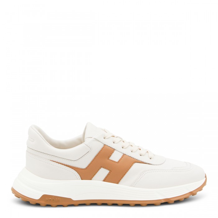 WHITE AND BEIGE LEATHER...