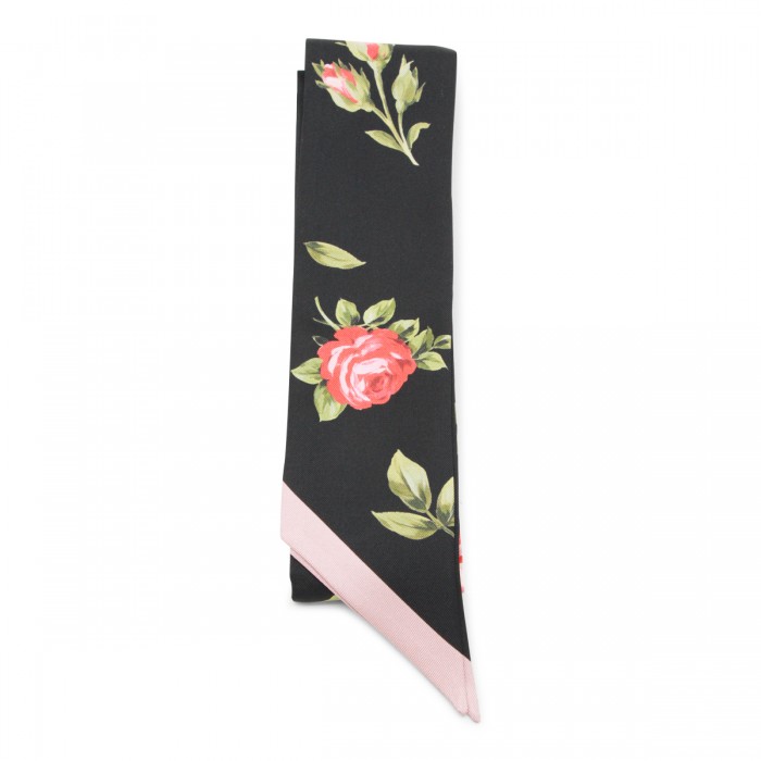 BLACK AND PINK SILK SCARF