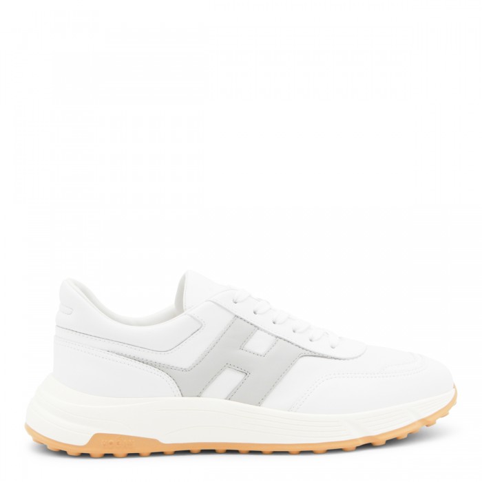 WHITE AND GREY LEATHER...