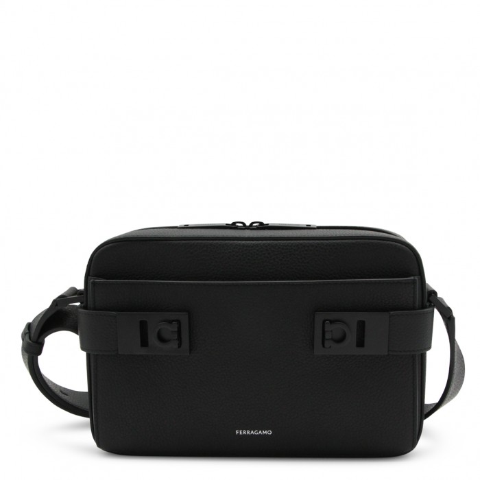 BLACK LEATHER CROSSBODY BAG