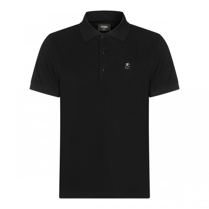 BLACK COTTON POLO SHIRT