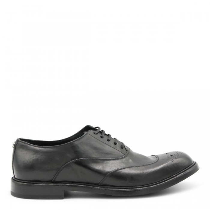 BLACK LEATHER LACE UP SHOES