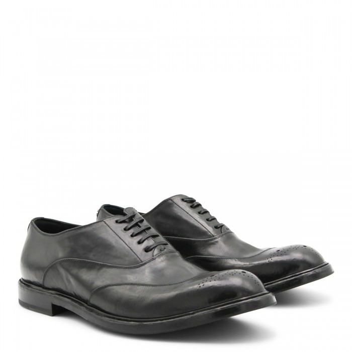 BLACK LEATHER LACE UP SHOES 2