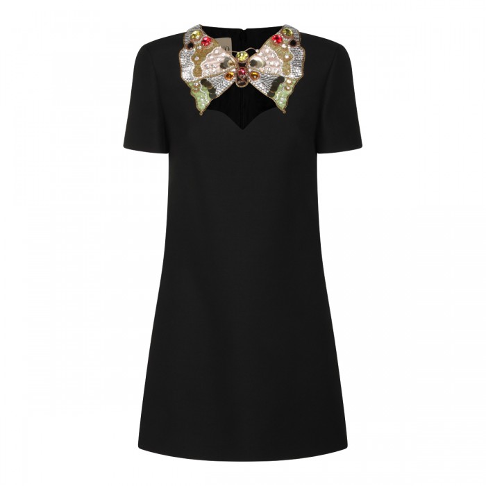 BLACK WOOL BLEND DRESS