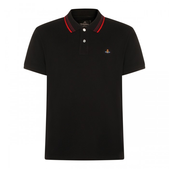 BLACK COTTON POLO SHIRT