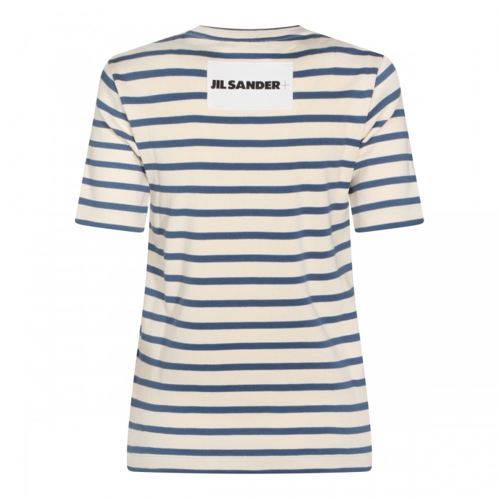 WHITE AND BLUE COTTON T-SHIRT 2