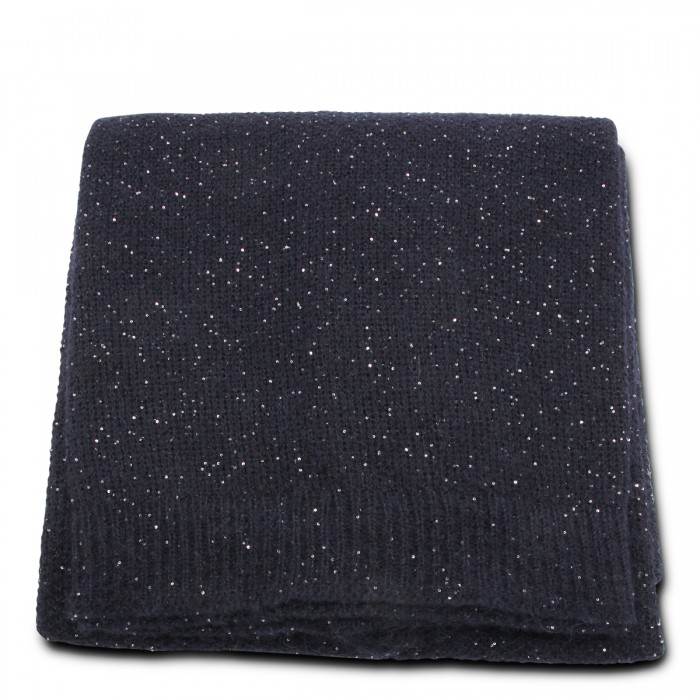 NAVY WOOL BLEND SCARF