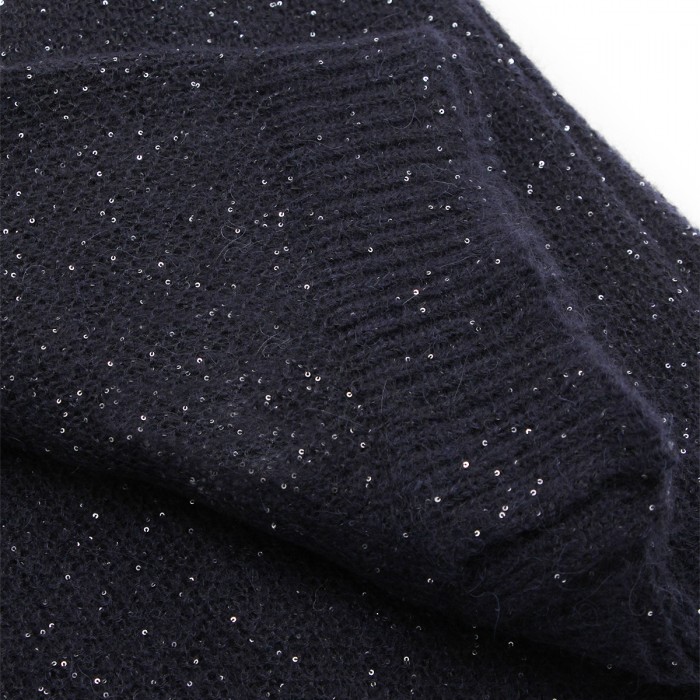 NAVY WOOL BLEND SCARF 2