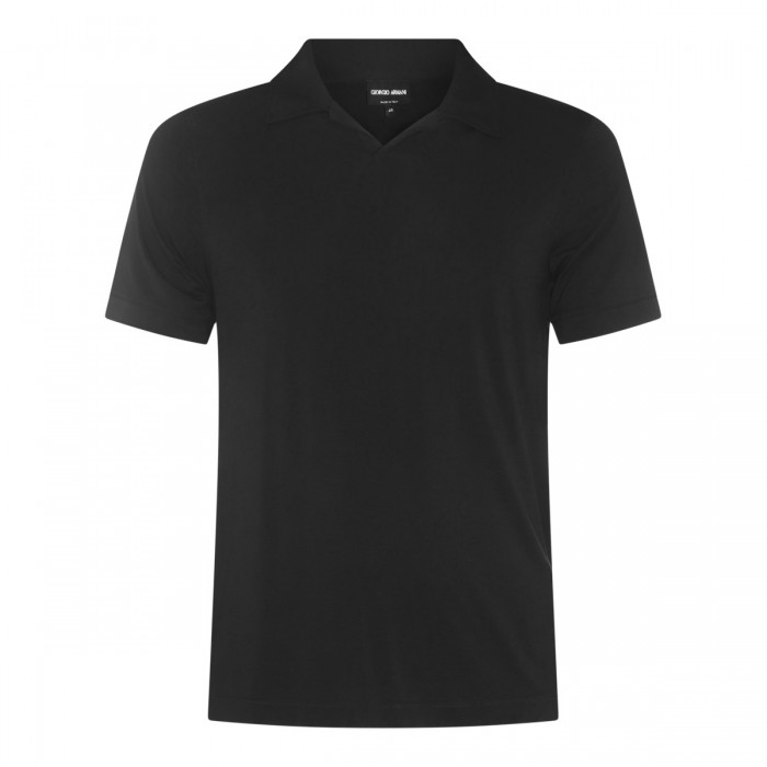 BLACK VISCOSE POLO SHIRT