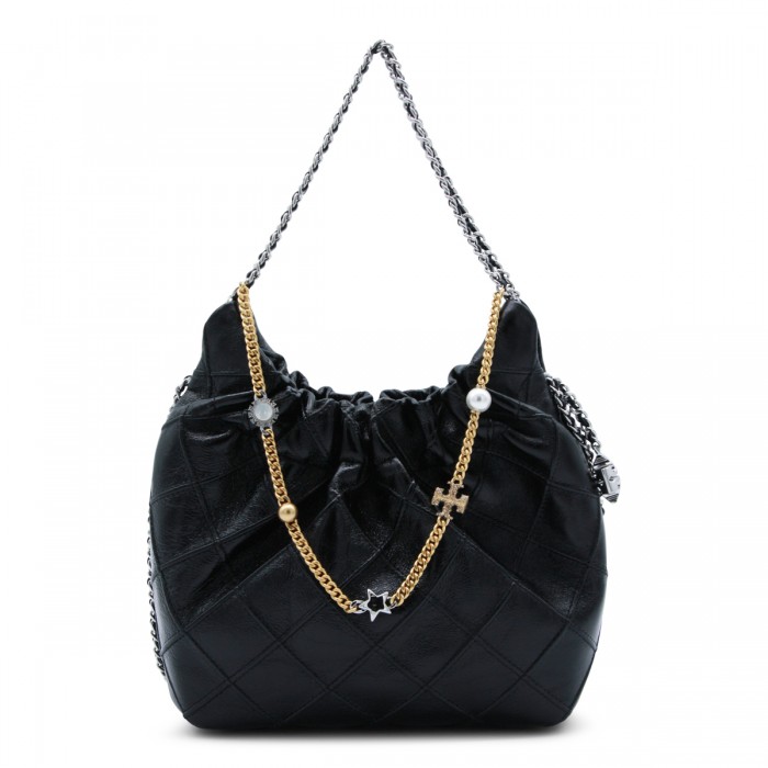 BLACK LEATHER CROSSBODY BAG