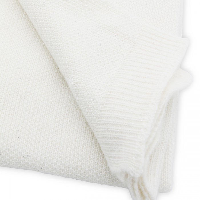 WHITE WOOL BLEND SCARF 2