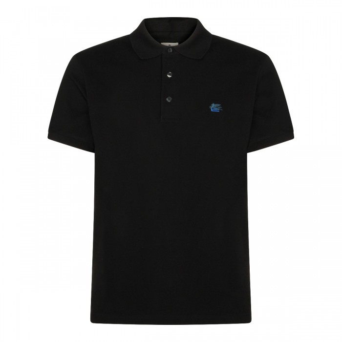 BLACK COTTON POLO SHIRT