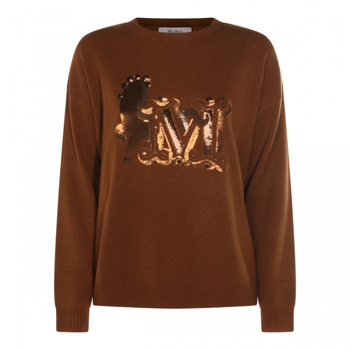 BROWN WOOL BLEND TOP