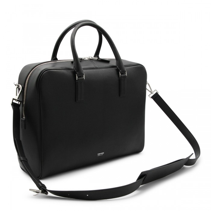 BLACK LEATHER TOP HANDLE BAG 2