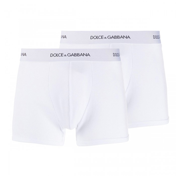 WHITE COTTON TWO-PACK BOXERS