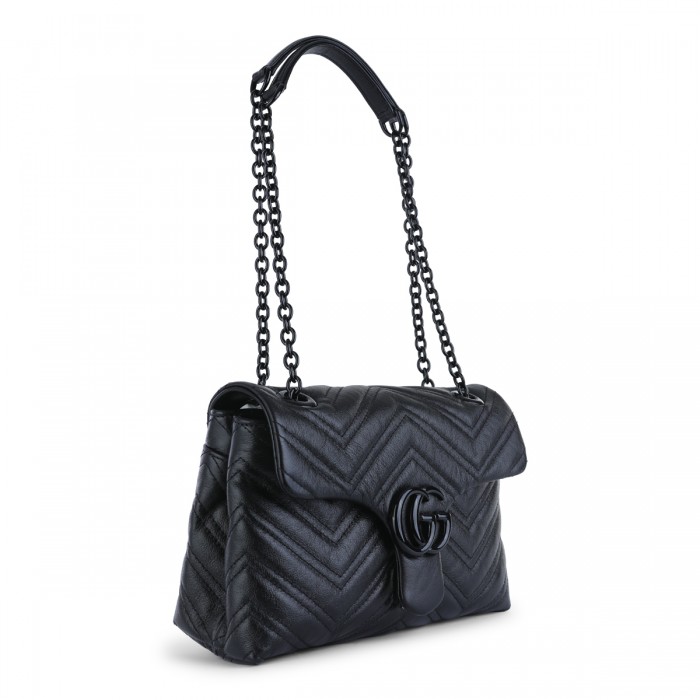 BLACK LEATHER SHOULDER BAG 2