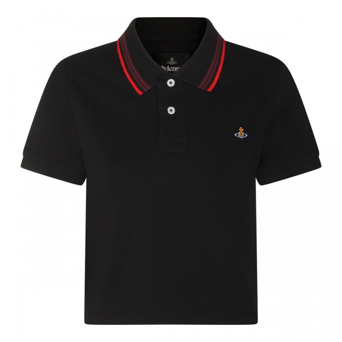 BLACK COTTON POLO SHIRT