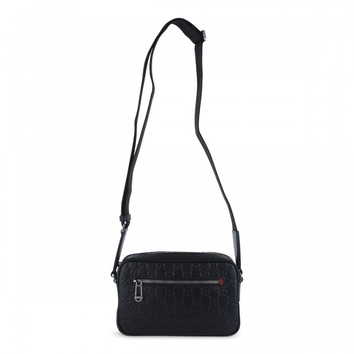 BLACK LEATHER CROSSBODY BAG