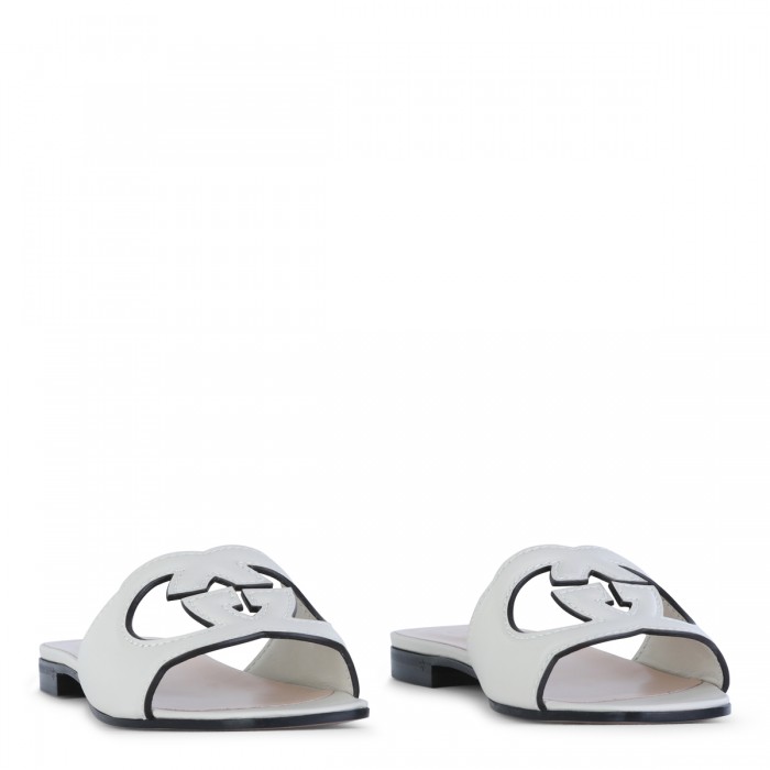 WHITE LEATHER FLATS 2