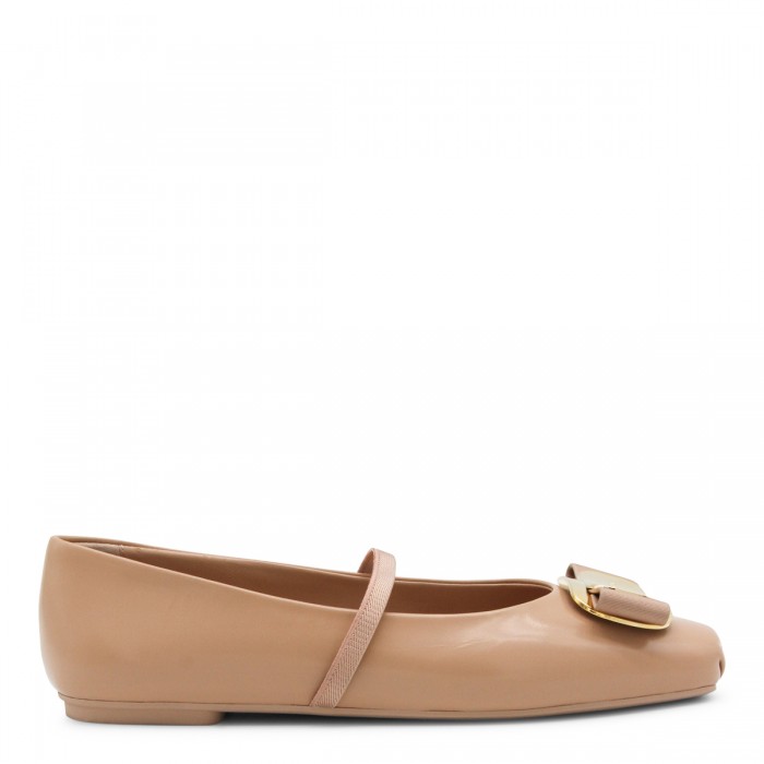 BEIGE LEATHER FLATS