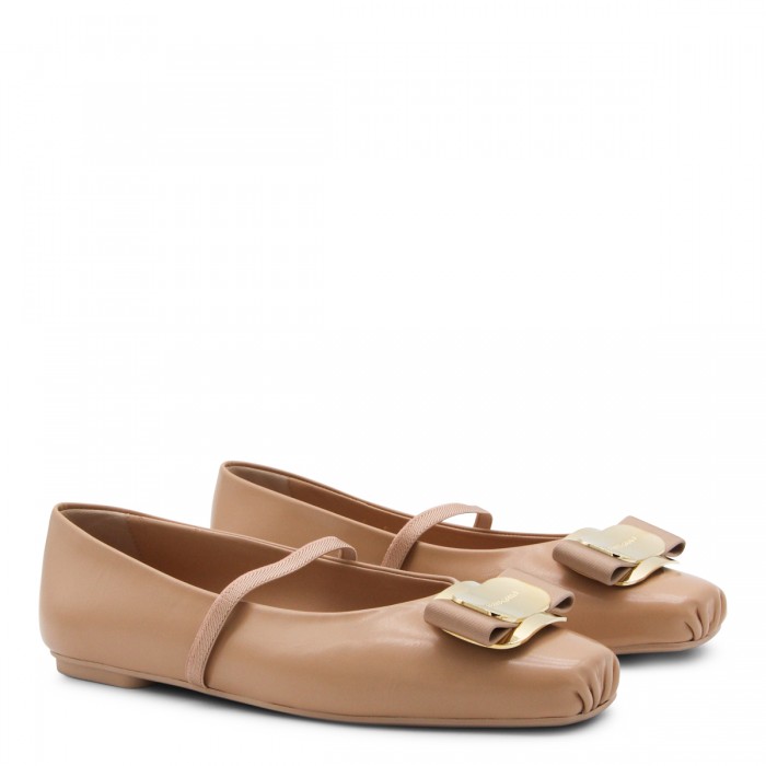 BEIGE LEATHER FLATS 2