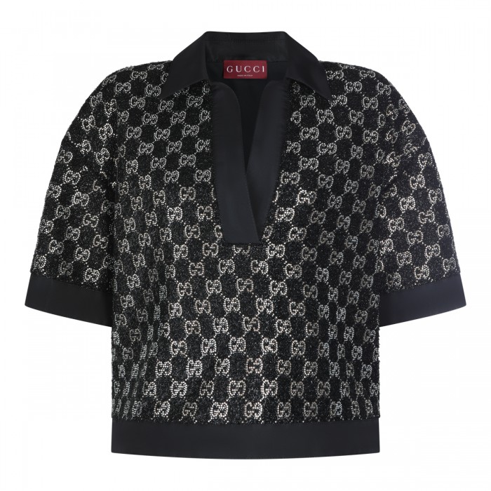 BLACK VISCOSE POLO SHIRT