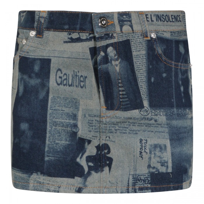 BLUE AND BEIGE COTTON SKIRT