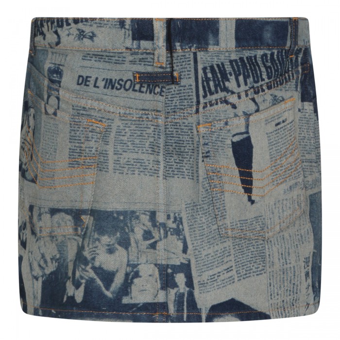 BLUE AND BEIGE COTTON SKIRT 2