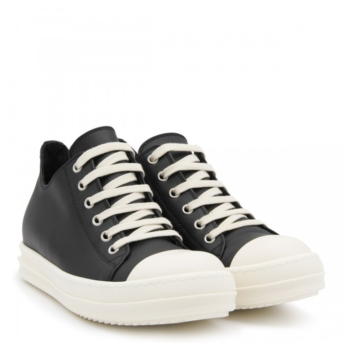 BLACK LEATHER LOW SNEAKERS 2