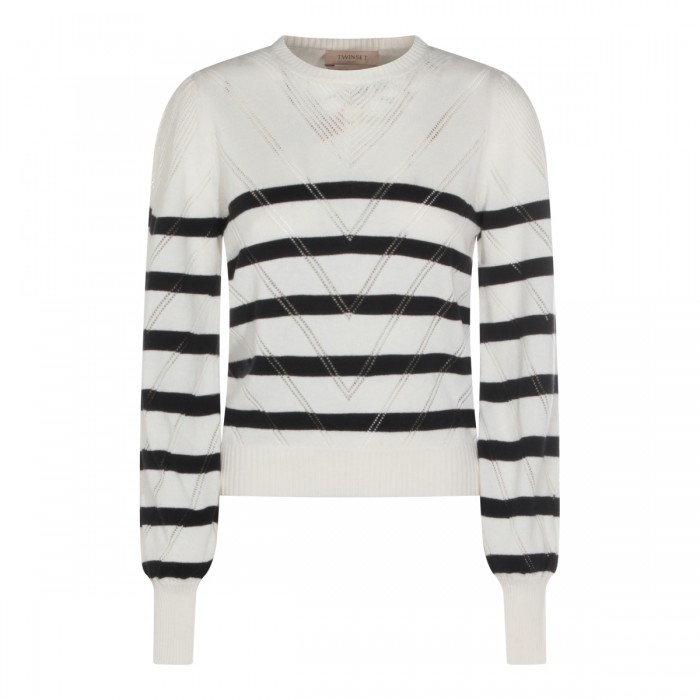 WHITE AND BLUE COTTON KNITWEAR