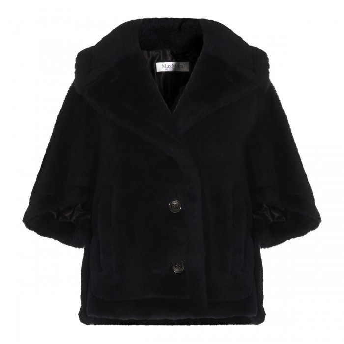 BLUE WOOL BLEND CAPE