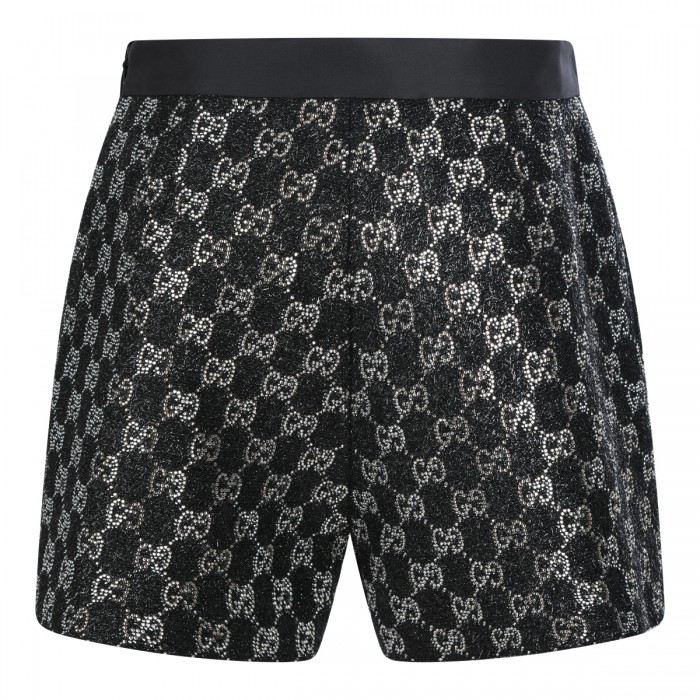 BLACK VISCOSE SHORTS 2