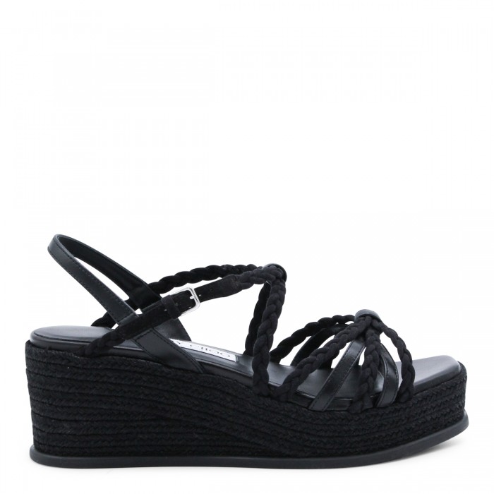 BLACK LEATHER ESPADRILLAS