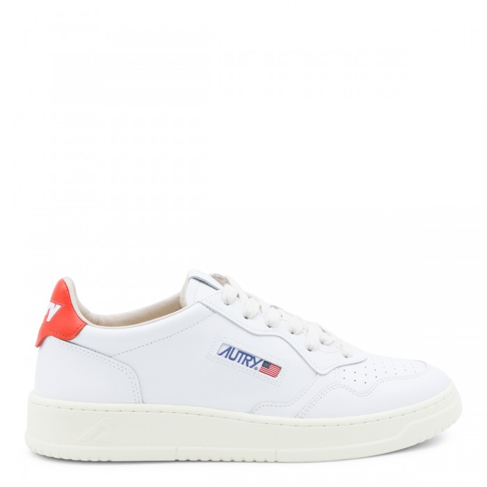 WHITE AND RED LEATHER SNEAKERS