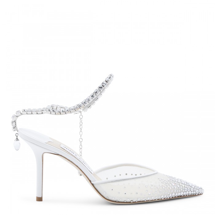 WHITE AND CRYSTAL PUMPS