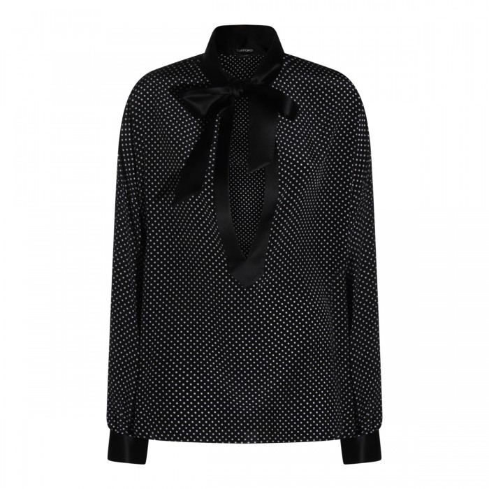 BLACK AND WHITE SILK SHIRT