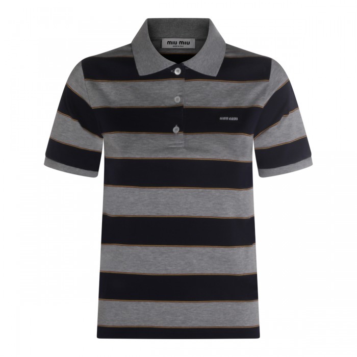 BLUE AND GREY COTTON POLO...