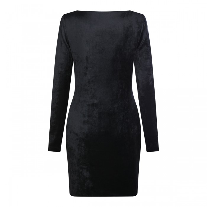 BLACK VISCOSE MINI DRESS 2
